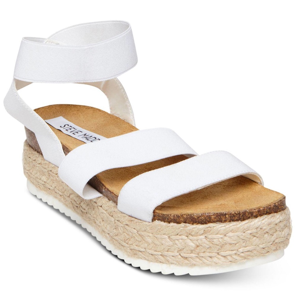 STEVE MADDEN WHITE KIMMIE PLATFORM SANDALS